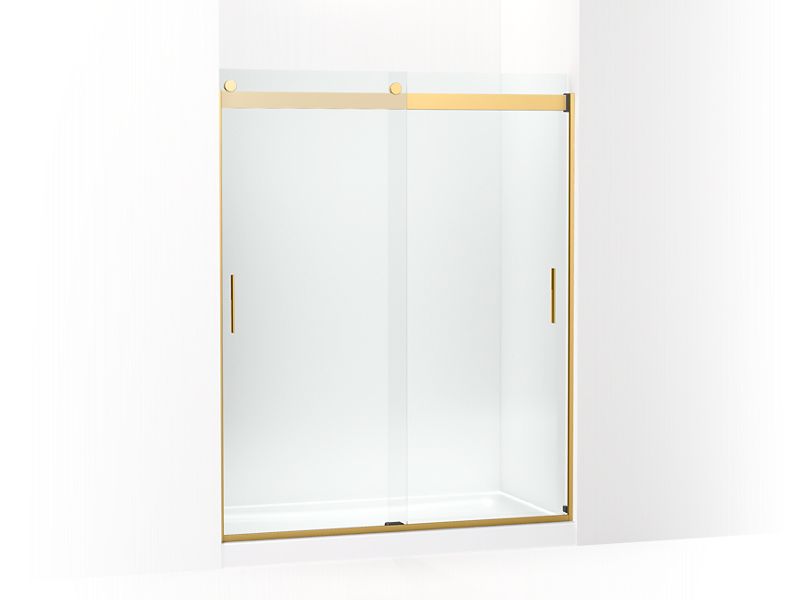 KOHLER K-706012-L Levity Sliding shower door, 74″ H x 56-5/8 – 59-5/8″ W, with 3/8″ thick Crystal Clear glass