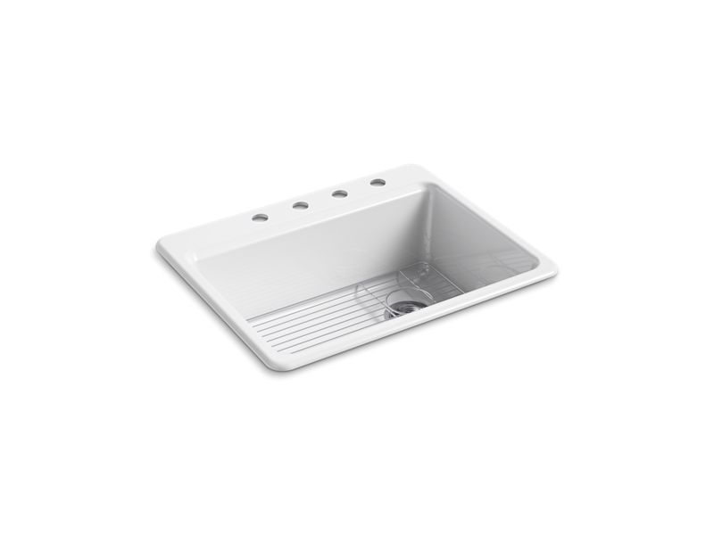 KOHLER 8668-4A1 Riverby 27″ top-mount single-bowl kitchen sink