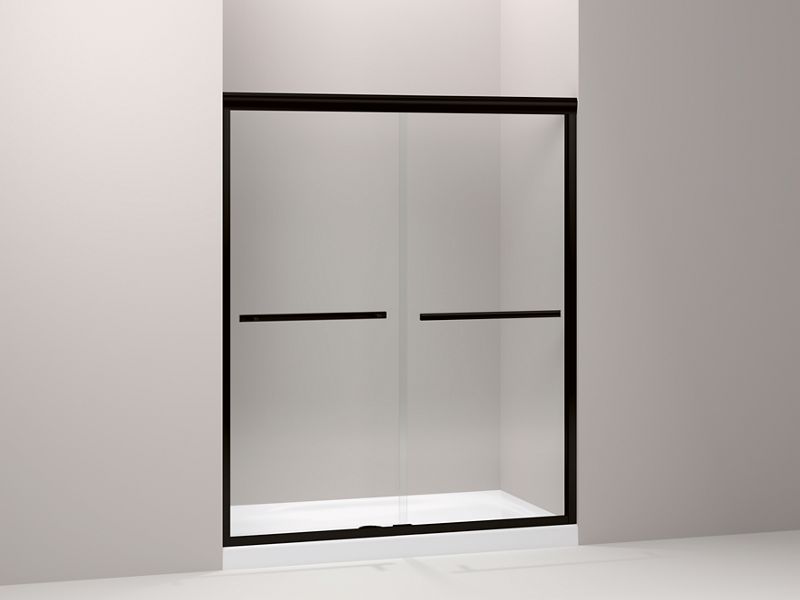 KOHLER K-709064-L-ABZ Gradient Sliding shower door, 70-1/16″ H x 56-5/8 – 59-5/8″ W, with 1/4″ thick Crystal Clear glass