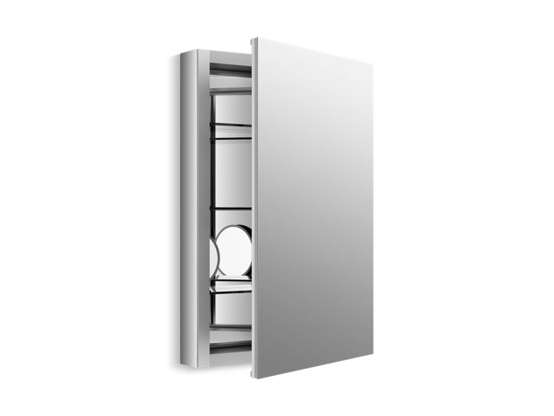 KOHLER K-99003-SCF Verdera 20″ W x 30″ H aluminum medicine cabinet with adjustable flip-out flat mirror