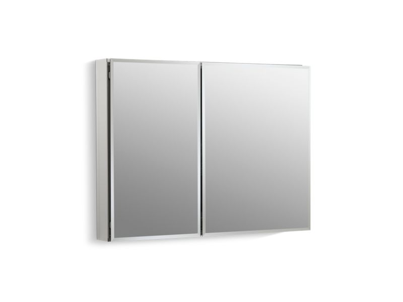 KOHLER K-CB-CLC3526FS 35″ W x 26″ H aluminum two-door medicine cabinet with mirrored doors, beveled edges