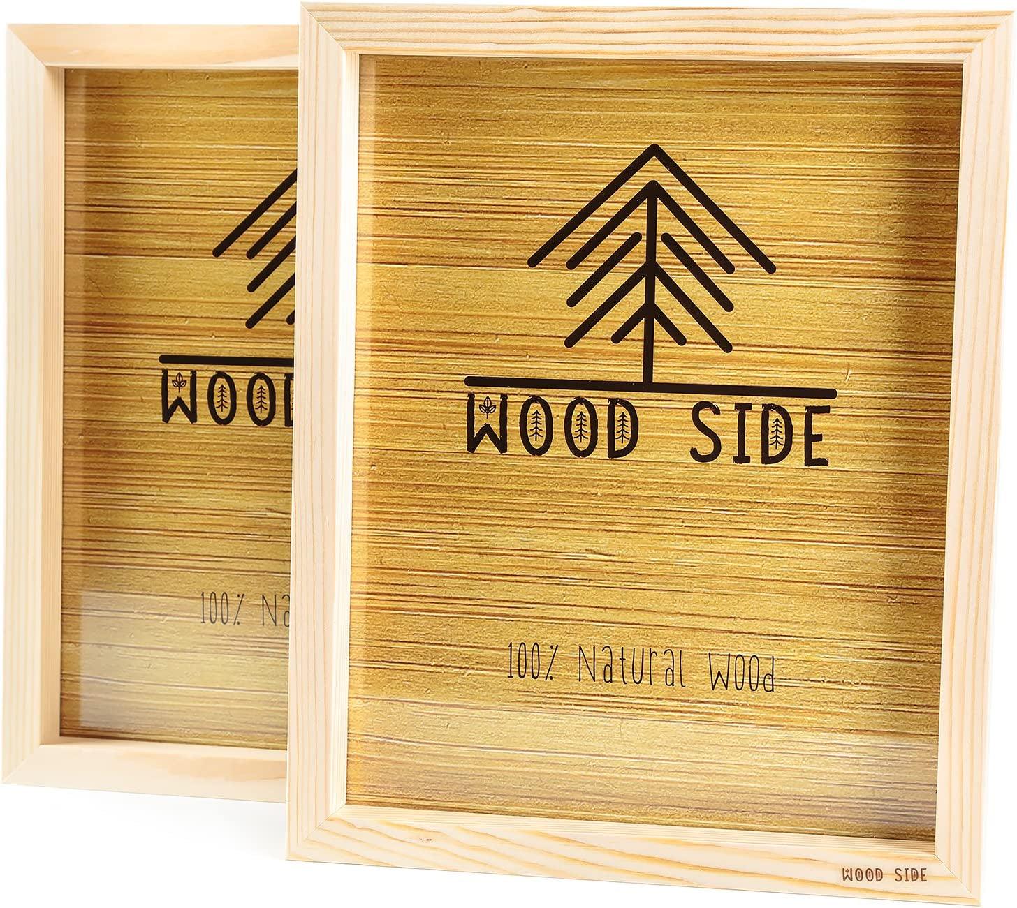 Wooden Picture Frames 8X10″ Real Glass Set of 2 100% Eco Unfinished Wood Thick Borders Natural