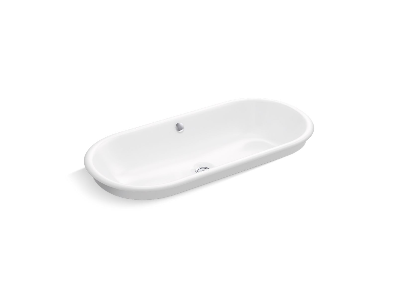 KOHLER K-20213-W-0 Iron Plains 33″ Oval Drop-In/Undermount/Vessel Bathroom Sink With White Painted Underside In White