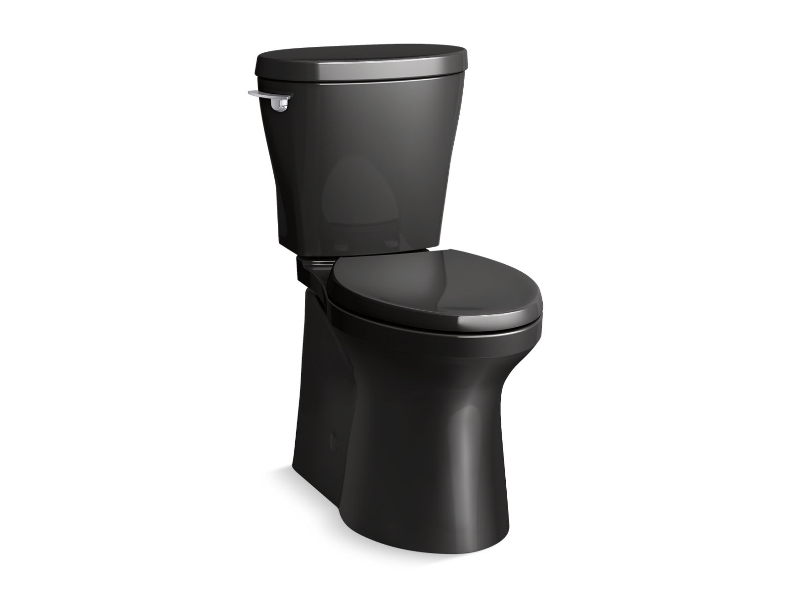 KOHLER K-20197-7 Betello Two-Piece Elongated Toilet With Skirted Trapway, 1.28 Gpf In Black Black