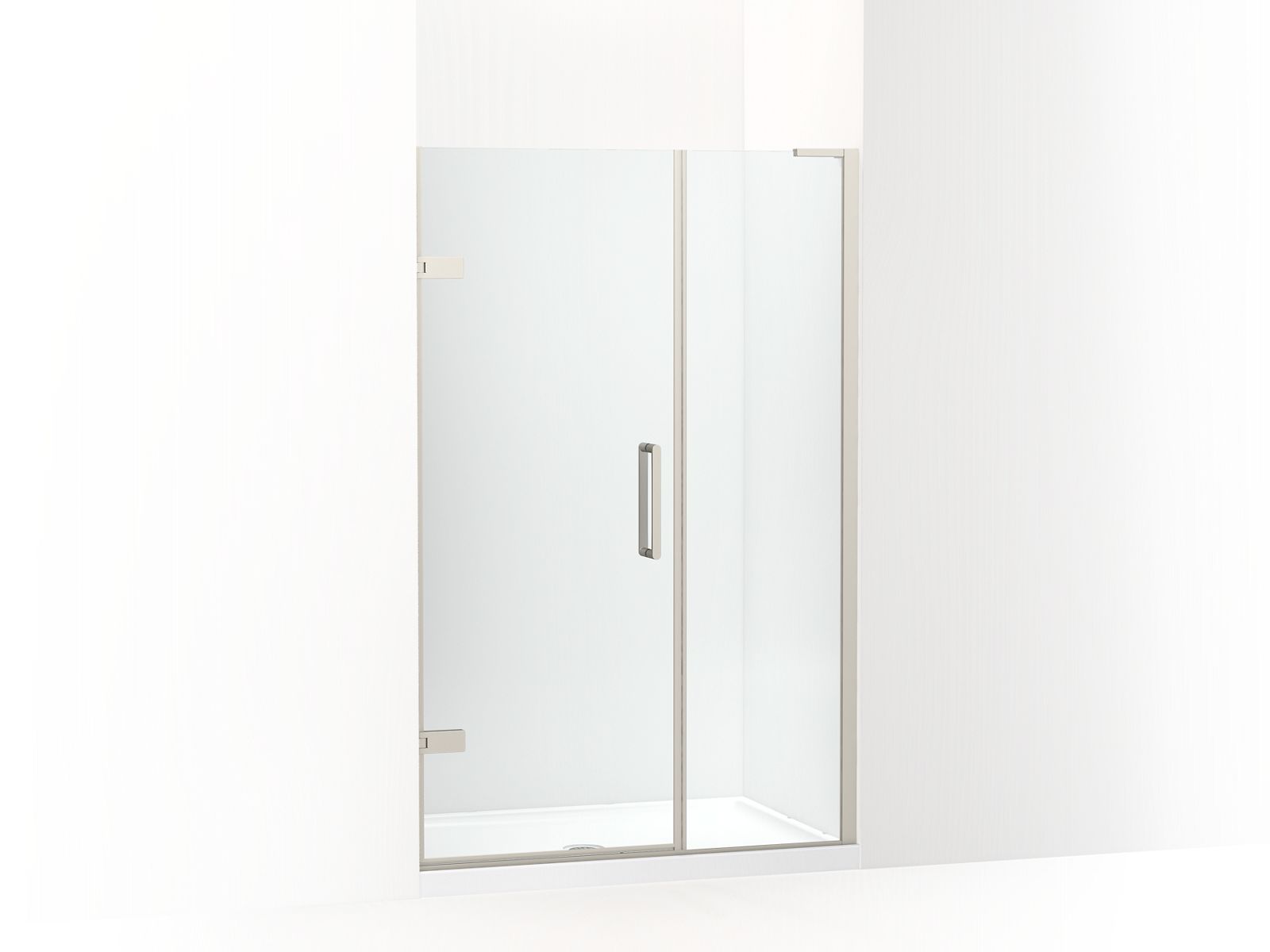 KOHLER K-27606-10L-BNK Composed Frameless Pivot Shower Door, 71-3/4″ H X 46 – 46-3/4″ W, With 3/8″ Thick Crystal Clear Glass In Anodized Brushed Nickel