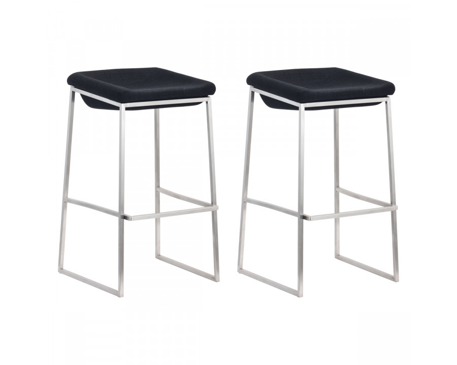 ZUO – Lids Barstool (Set Of 2) in Dark Gray/Silver